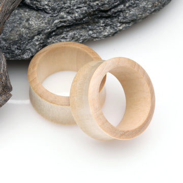Detail View 1 of A Pair of Crocodile Wood Double Flared Tunnel Plug